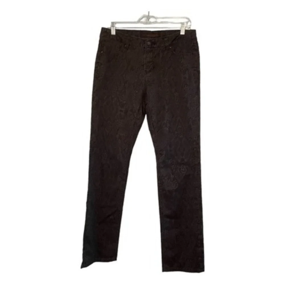 Liverpool Sadie‎ Straight Leg Mid Rise Snakeskin Print Jeans Black Denim 10